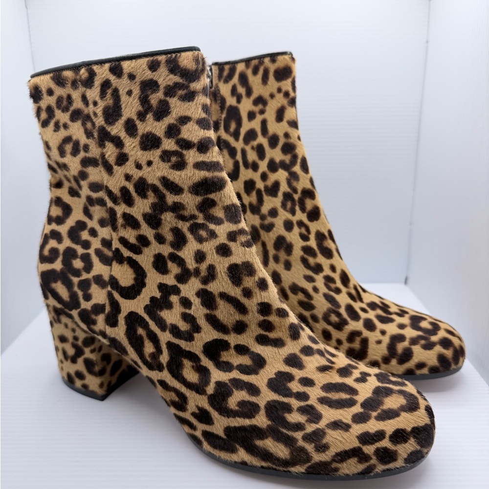 Gianvito Rossi Leopard Print Block Heel Ankle Boots - Tan & Black